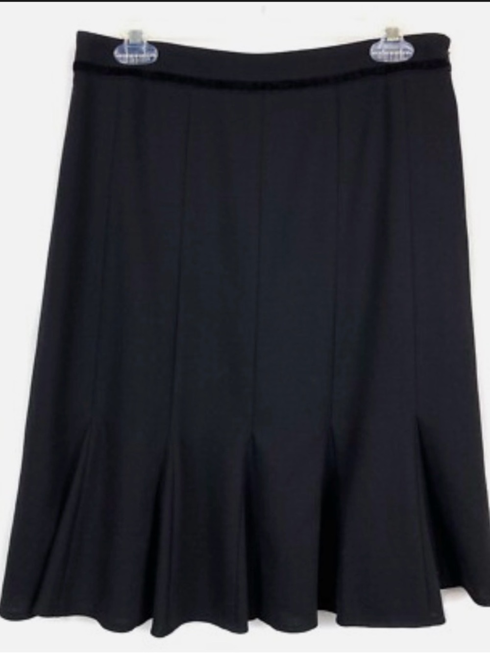 Ann Taylor LOFT Petite Black Wool-Gored A-Line Skirt